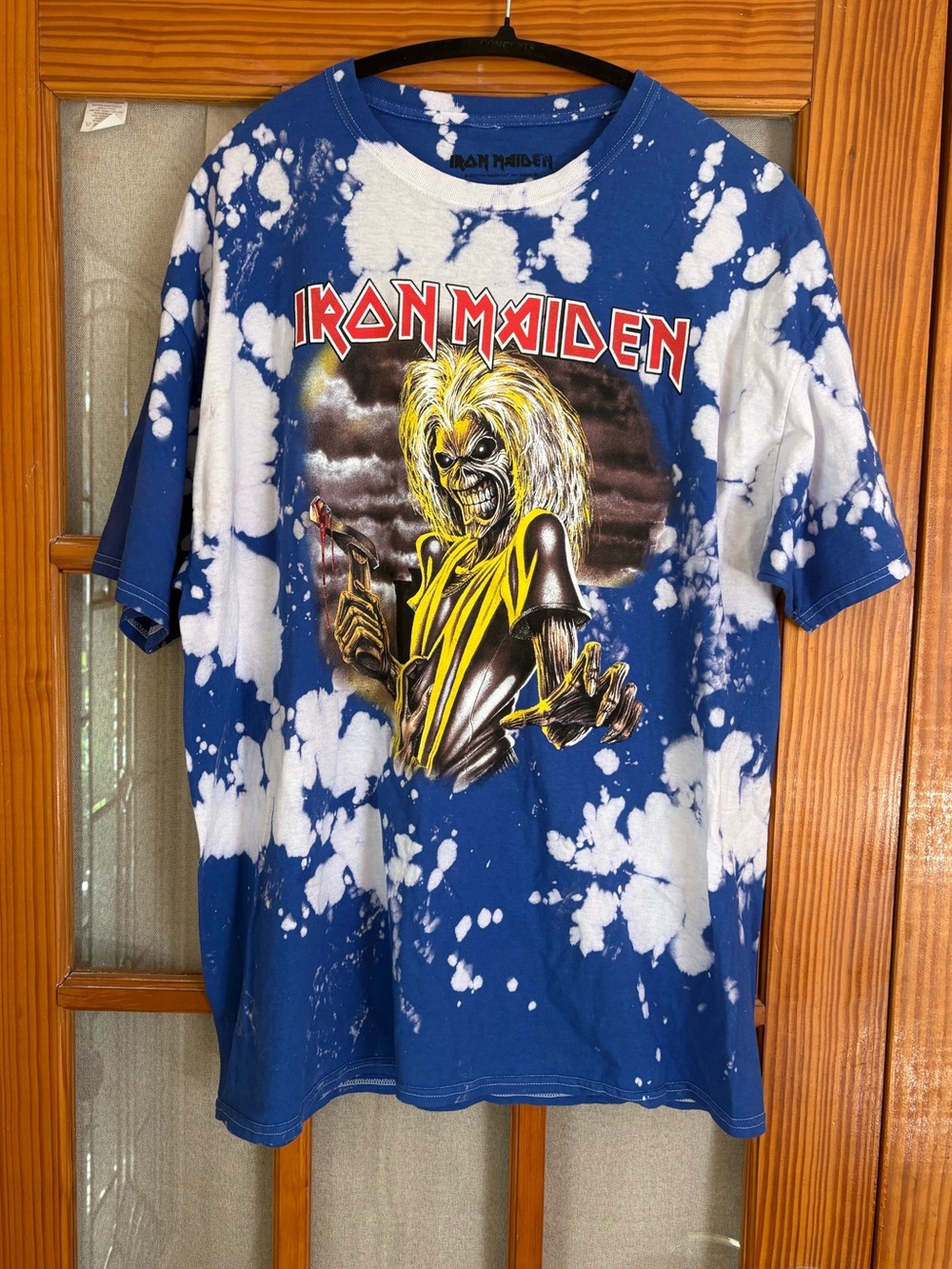 Iron Maiden Blue Tie-Dye Short Sleeve Band Tee